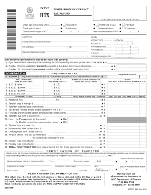 NYC Hotel Room Occupancy Tax Return