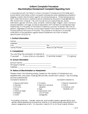 California Discrimination Harassment Complaint Form