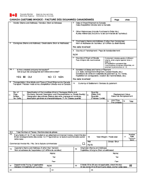 Canada Customs Invoice