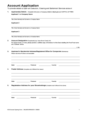 Account Opening Form with Broker CHESS Sponsorship