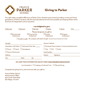 Francis Parker School Donation Form