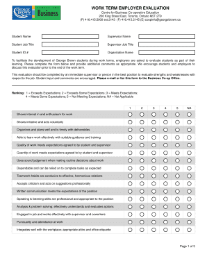 Employer Evaluation of Student Work Term