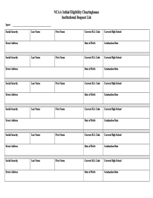 NCAA Initial Eligibility Clearinghouse Form