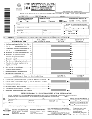 NYC General Corporation Tax Report