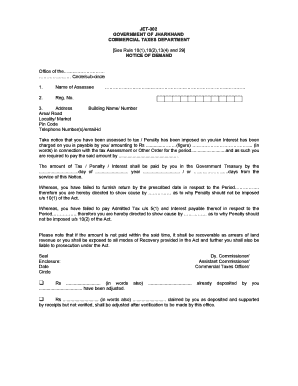 Jharkhand Notice of Demand for Tax Payment
