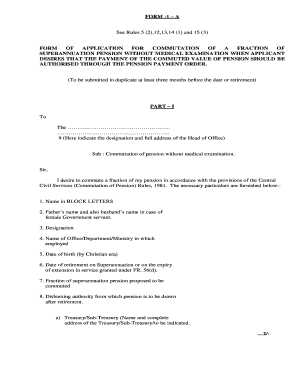 Indian Pension Commutation Application Form