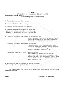 Factory Accident Annual Return Form