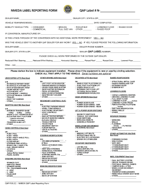 NMEDA QAP Label Reporting Form