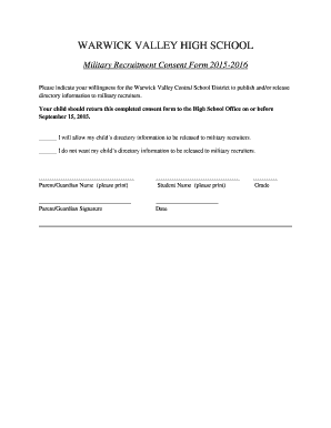 Military Recruitment Consent Form