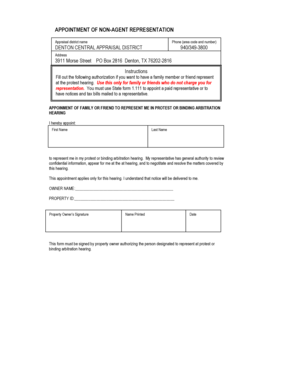 Appointment of Non-Agent Representation