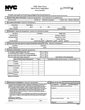 New York City Electrical Work Permit Application