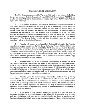 Non-Disclosure Agreement for CBT Test