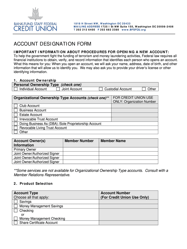 BFSFCU Account Designation Form - Fill and Sign Printable Template ...