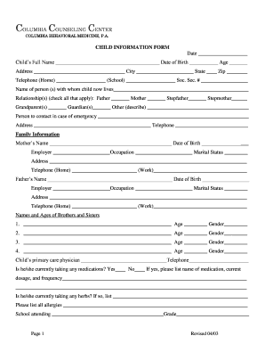 Child Information Form