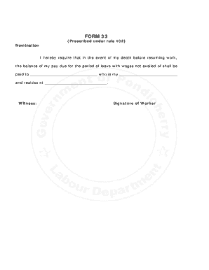 Nomination Form for Unavailied Leave Wages