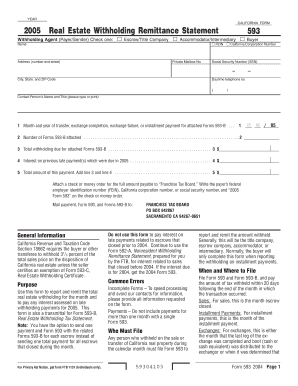 California Real Estate Withholding Remittance Statement