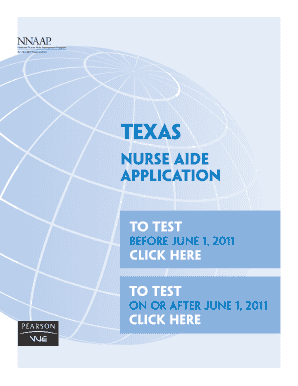 Texas Nurse Aide Application for Registration by Examination