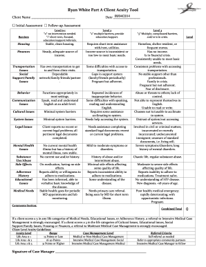 Ryan White Part A Client Acuity Tool