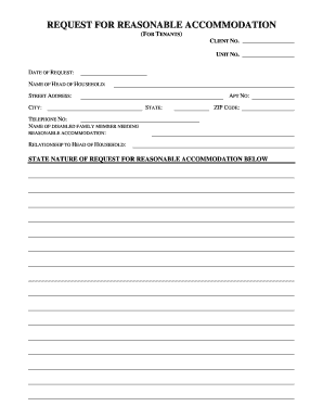 Request for Reasonable Accommodation Form