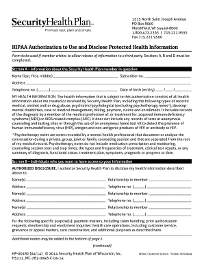 Security Health Plan Authorization Form