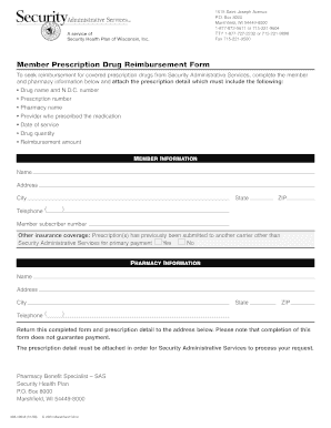 Member Prescription Drug Reimbursement Form