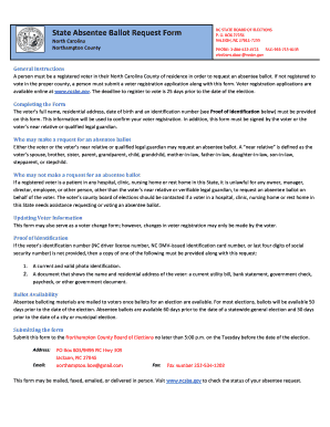 North Carolina Absentee Ballot Request Form