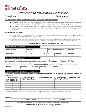 Fitness/Weight Loss Reimbursement Form