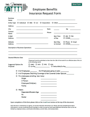 Employee Benefits Insurance Request Form