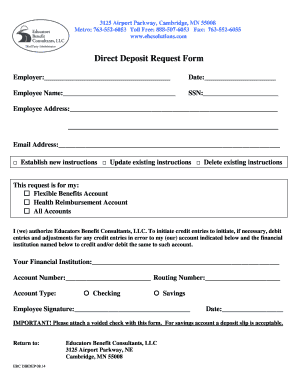 Direct Deposit Request Form