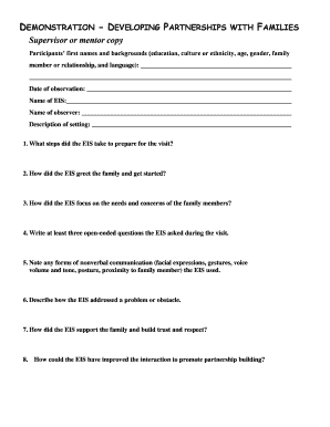 EIS Family Visit Observation Form