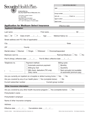 Medicare Select Insurance Application