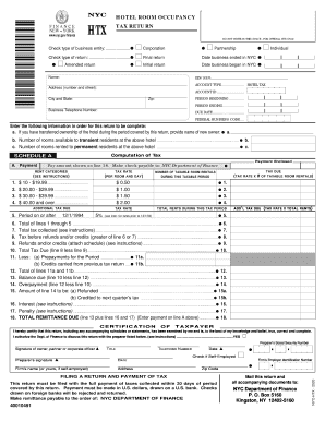 NYC Hotel Room Occupancy Tax Return