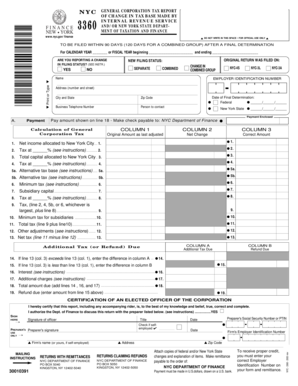 NYC General Corporation Tax Report