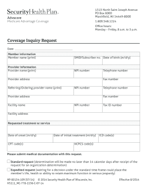 Coverage Inquiry Request Form