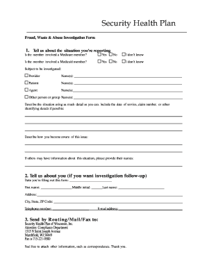 Fraud Waste Abuse Investigation Form