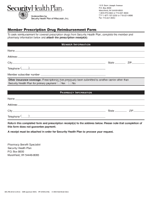 Member Prescription Drug Reimbursement Form