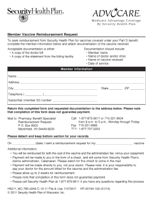 Member Vaccine Reimbursement Request Form