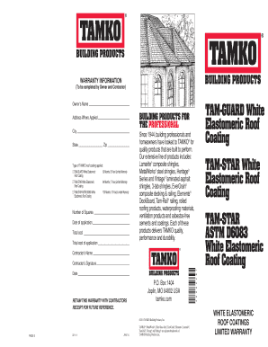 TAMKO Roof Coating Warranty