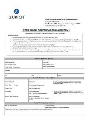 Work Injury Compensation Claim Form