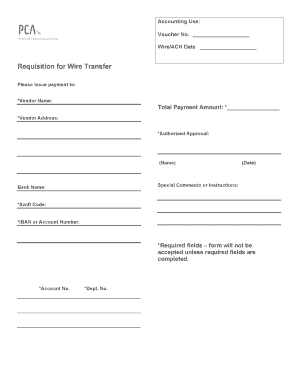 Requisition for Wire Transfer