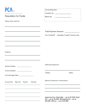 Requisition for Funds Form