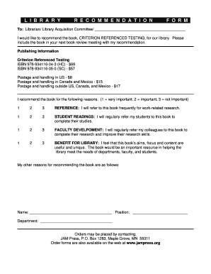Library Book Recommendation Form