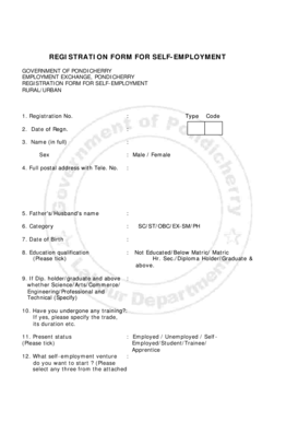Registration Form for Self-Employment