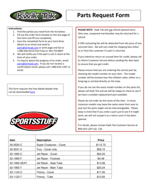 Parts Request Form