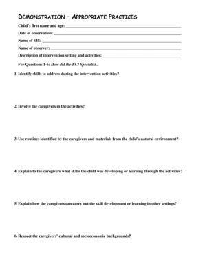 Early Intervention Specialist Observation Form