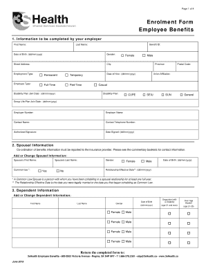 Employee Benefits Enrolment Form