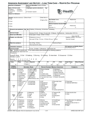 Admission Assessment Form - Long Term Care