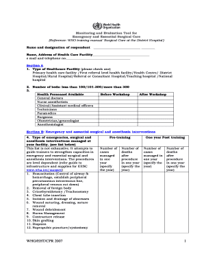 WHO Emergency Surgical Care Monitoring Tool