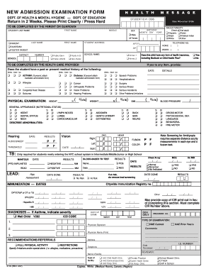 New Admission Examination Form