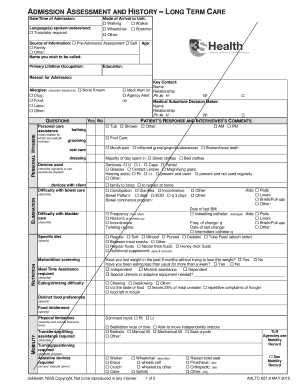 Long Term Care Admission Assessment Form